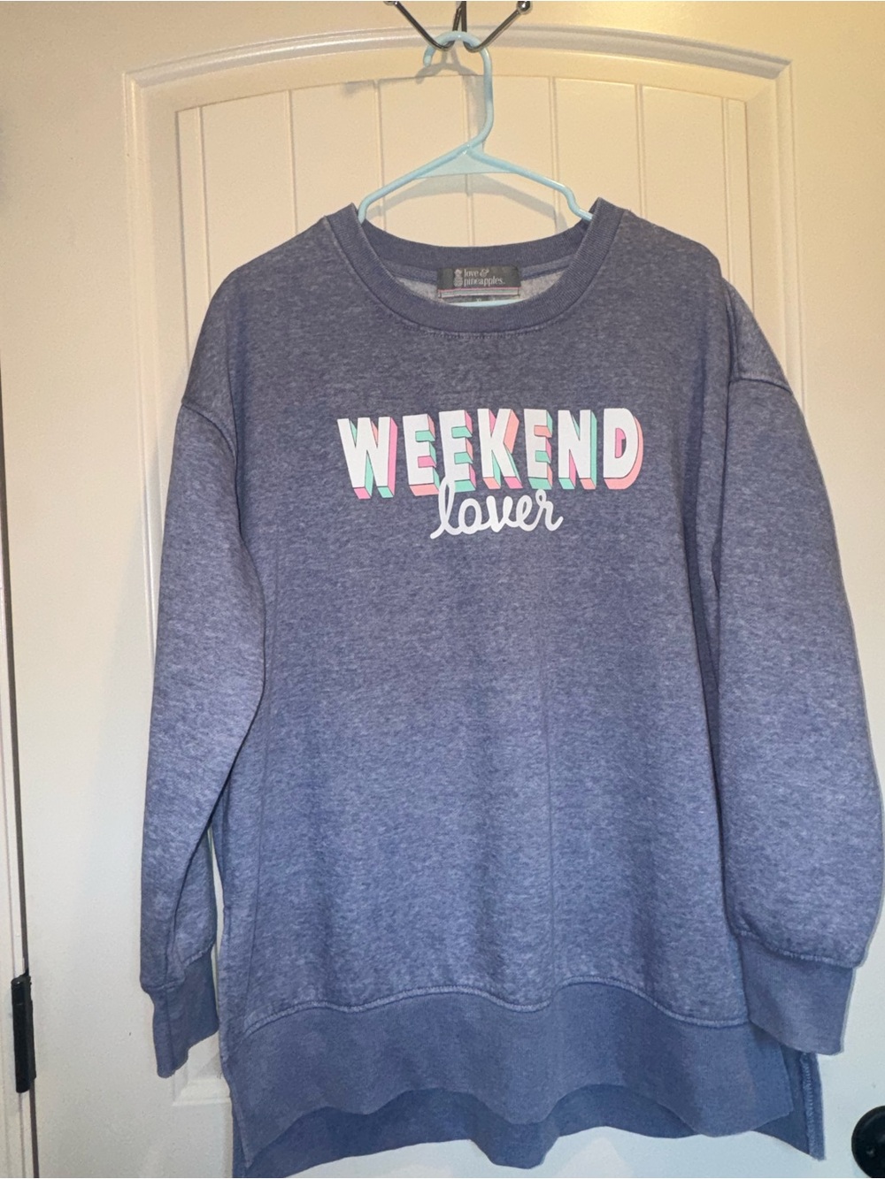 Weekend Lover Crewneck Sweatshirt - Blue Heather